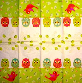 024 Eulen - 4-lagig (grün) - Ihr - Taschentuch